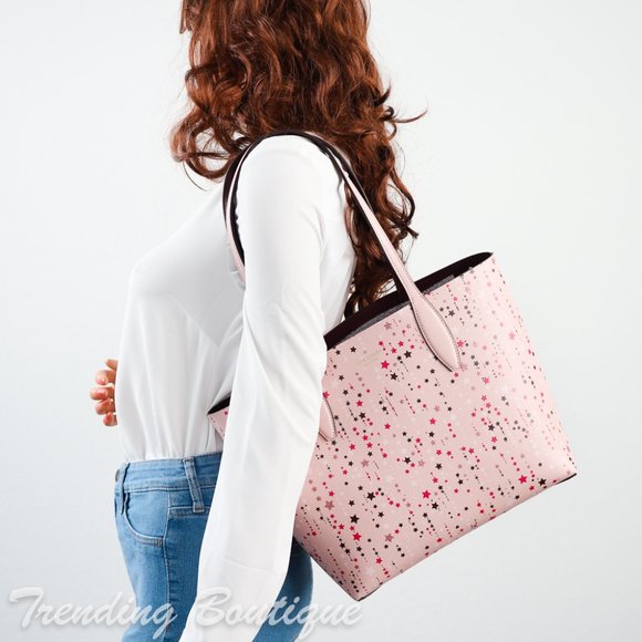 NWT Kate Spade Twinkle Printed Small Reversible Tote Shoulder Bag in Pink Multi - Picture 2 of 10